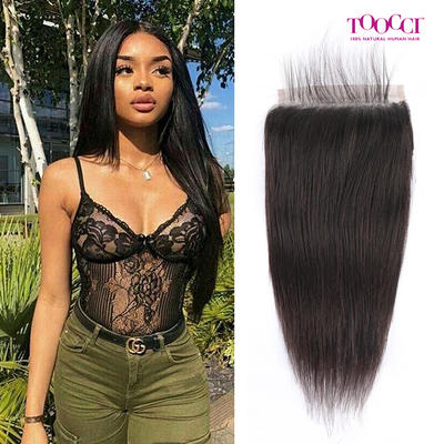Bliss Toocci 5x5 Transparent Swiss Lace Closure Straight Virgin Human Hair with Baby Hair